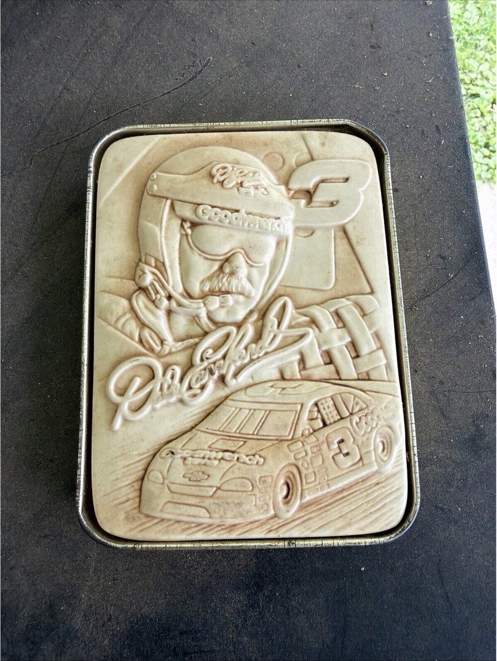 Vintage Dale Earnhardt #3 Sportsculpt Embossed Plaque Metal Tin NASCAR 1998